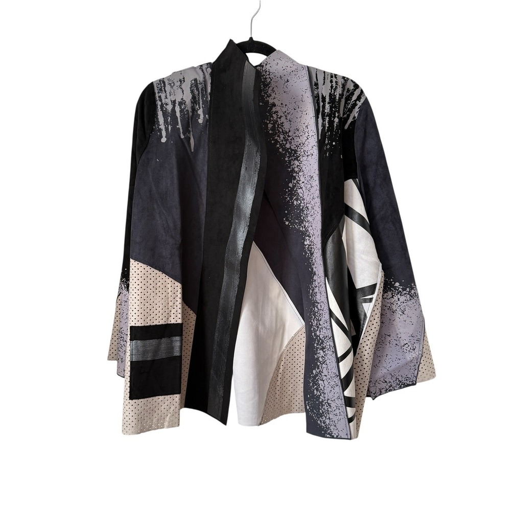 Lemon grass hand printed open jacket NEW XXL